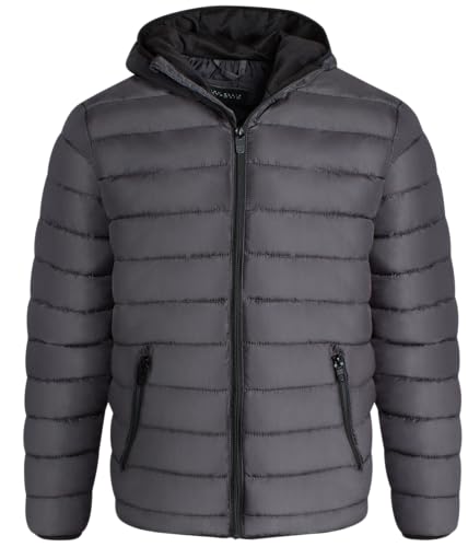 Image of Perry Ellis Mens Puffer Jacket - Quilted Packable Down Winter Jacket with Hood - Lightweight Winter Coat for Men
