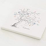 sendmoments Fingerabdruck Leinwand, Gästebaum Konfirmation, quadratisch 30x30 cm, personalisiert mit Text, kreative Verewigung der Gäste, originelles Gästebuch, optional mit Stempelkissen