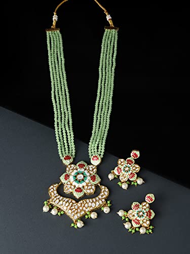 Multicolor Meenakari Multistrand Crystal Necklace & Earring Set