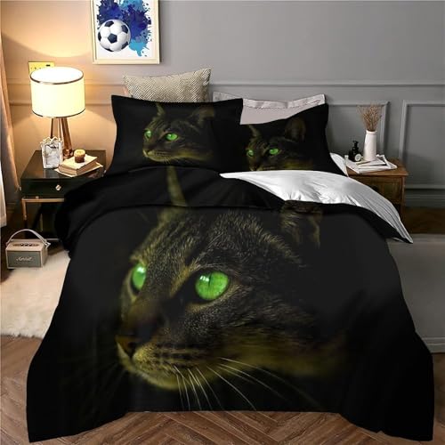 Parure de lit chat aux yeux verts effet 3D en microfine armure résistante - 6