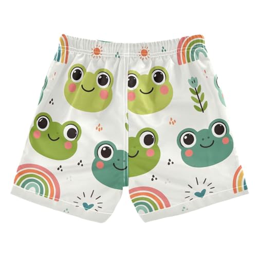 OREZI Boys Swim Shorts Cute Frog Hearts Small Rainbow Bathing Suit for Kids2