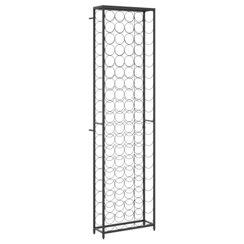 vidaXL Casier à Bouteilles de 95 Bouteilles, Étagère à Vin avec Rangement, Armoire à Vin, Porte-Bouteilles de Cuisine, Noir 54x18x200cm Fer Forgé