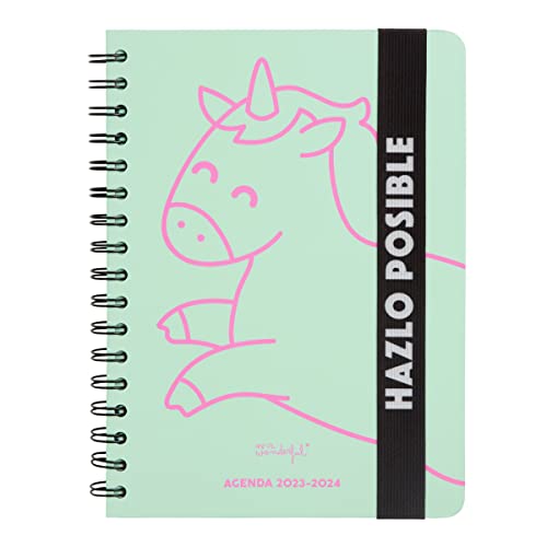 Mr. Wonderful, Agenda Teen pequeña 2023-2024 Semanal Mint, Hazlo posible 12,4 x 2,6 x 17,3 cm