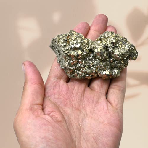 Image of Pyrite Stone Original Cluster Samples - High Energy Natural Iron Pyrite Stone Gold Rock Reiki Crystal Used for Increased Willpower and Manifestation (180-250 Gram Pyrite Stone)