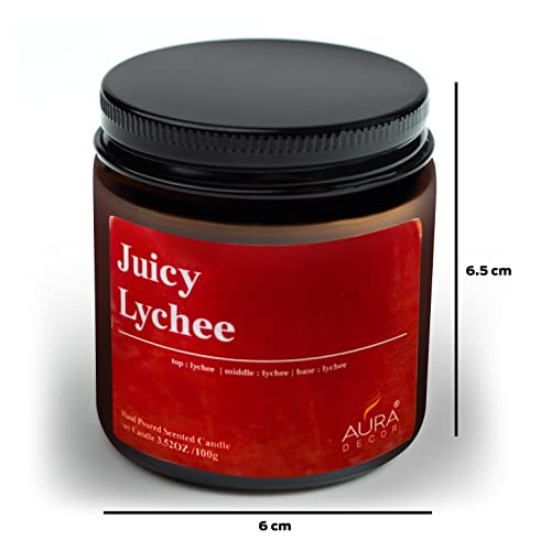 Image of AuraDecor Scented Jar Candle | Handpoured Soy Wax Candle with Long Lasting Burn Time | Premium Amber Jar Aromatherapy Candle | Ideal Gift for Home & Decor (Large, Juicy Lychee)