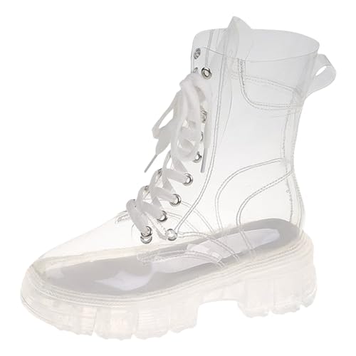 Botas altas de diseño moderno con cordones y un toque transparente único