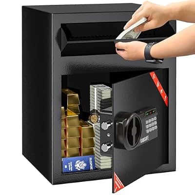 KABISAFE Caja Fuerte con Ranura de Depósito 72L, Gran Cofre con Cerradura Digital y Función de Alarma para Hogar, Oficina, Negocio – Portavalores para Efectivo