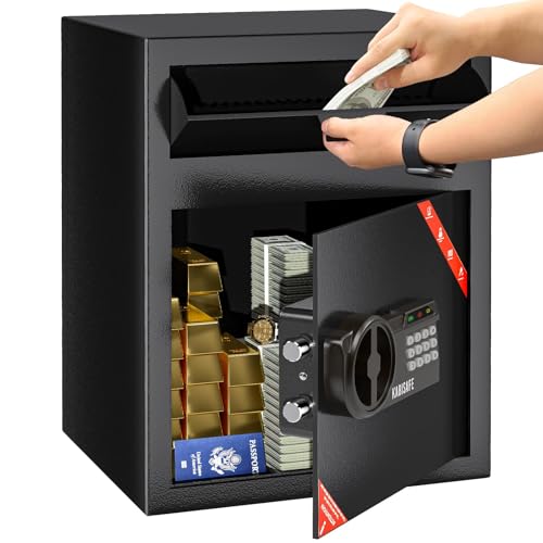 KABISAFE Depository Safe Box with Drop Slot, 70L Large Cabinet Anti-Theft Cash Drop Safe with Digital Keypad Lock, Business Security Safety with Alarm Function for Home Office