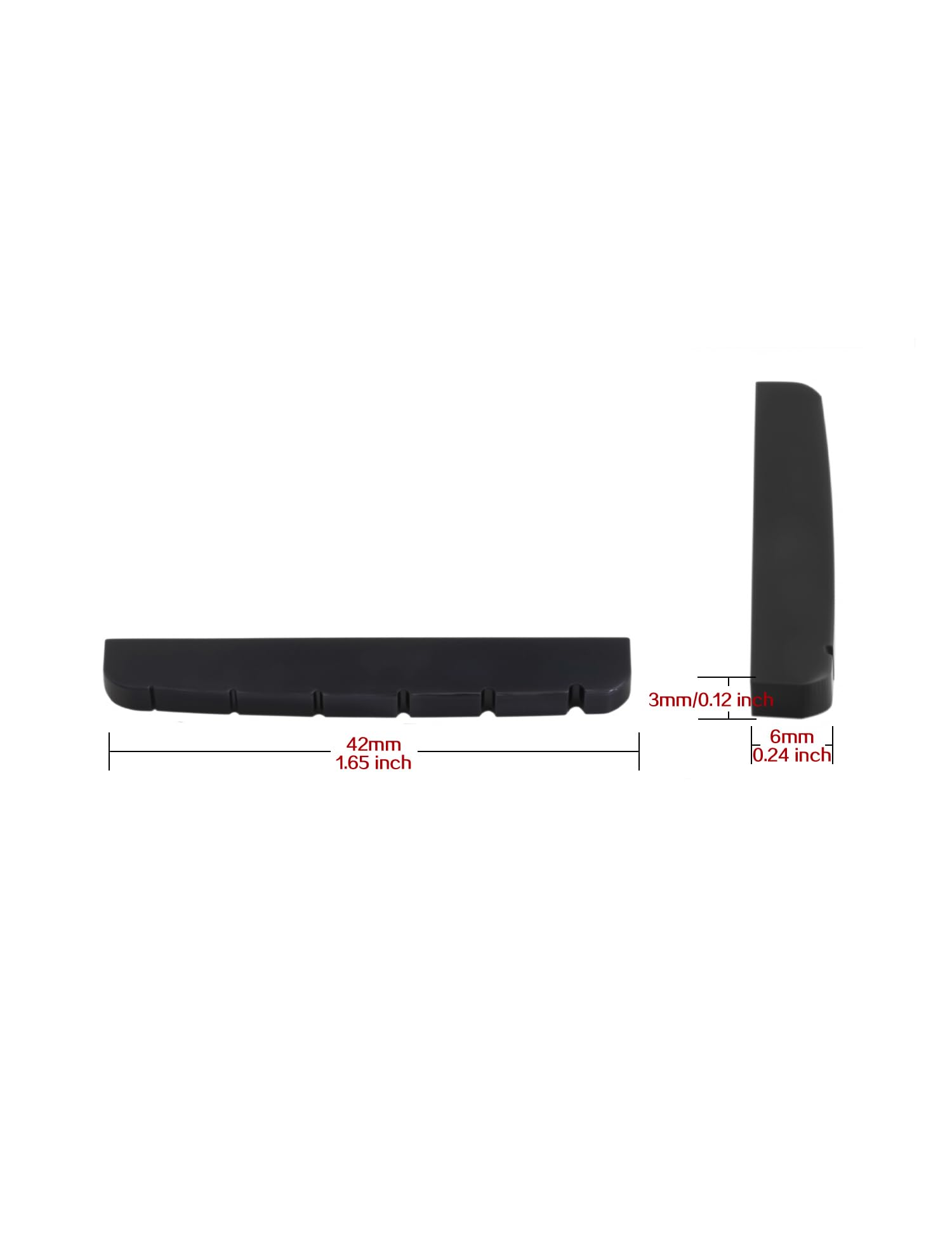 Sillet de guitare à 6 cordes en os de bovin noir pré-fendu, fond plat, 42 mm x 6 mm x 3 mm, compatible avec Stratocaster, Tele, Telecaster, pièces de rechange pour guitare électrique de style