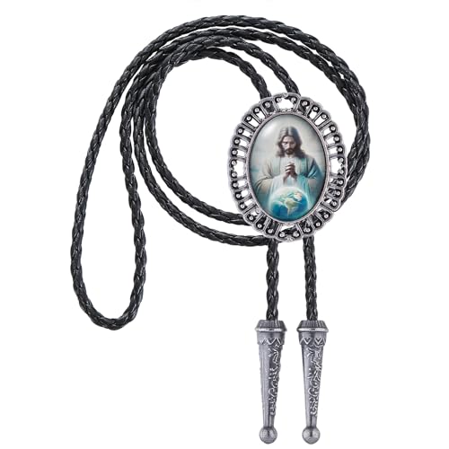 Image of Jeilwiy Bolo Tie for Men Western Cowboy Gothic Bolo Tie Necklace Halloween | Glow in Dark Bolo Tie for Men Women, 3D Halloween Bolo Tie, Gothic Western Ties, String Ties for Men Rodeo Leather Necktie