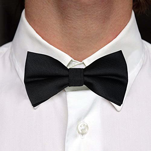 Image of Pre-Tied Adjustable Solid Tuxedo Bow Tie for Boys and Men