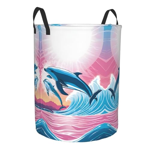 Panier à linge 62L pliable M avec poignées Dauphins