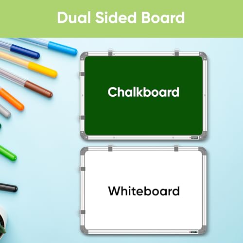 YAJNAS White Board 1.5X2 Feet Non-Magnetic Double Sided Whiteboard & Chalkboard Both Side Writing Board with 2 whiteboard Markers + 1 White Board Duster - Set of 4 Items (Image - 3)