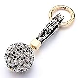 Stil: TRENDY YFB Vollkugel Kristall Schlüsselbund Strass Lederband Hochwertige Handtasche Geldbörse Tasche Anhänger Charm Schlüsselring für Auto Schlüsselanhänger K399   Schwarz Grau