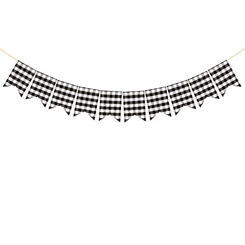 Buffalo Check Plaid Banner Black and White Ginyham Garland Fireplace