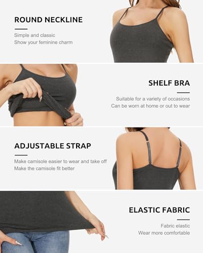 Image of Vislivin Womens Cotton Camisole Adjustable Strap Tank Tops with Shelf Bra Stretch Undershirts