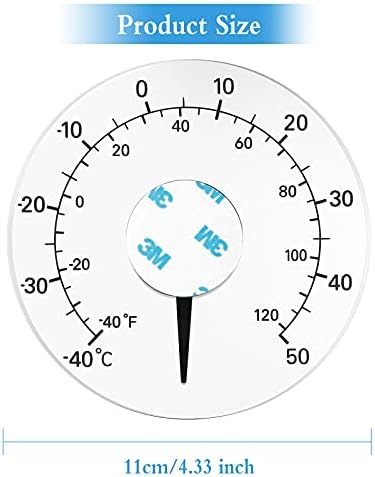 Waterproof Window Thermometer 1Pcs Self Adhesive Window Temperature Transparent Temperature Monitoring Thermometer Stick on Outdoor Door Window Thermometer -40 to +122 Round Thermometer