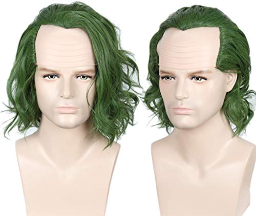 Nkolausperücke 10 Linfairy Perücke kurz kahl Clown für Halloween Cosplay Kostüm Grün