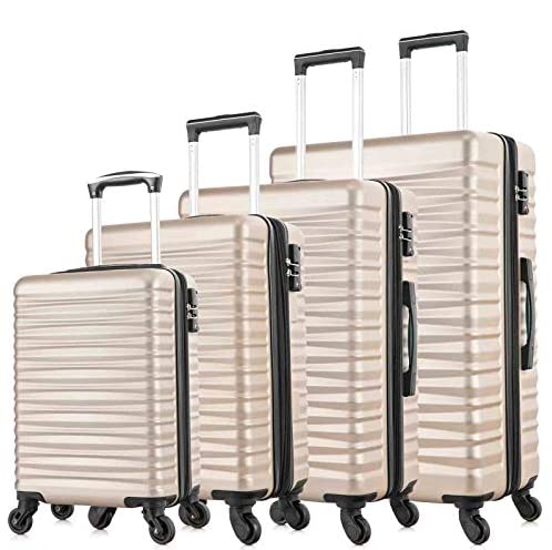 Apelila4 PCS Luggage Sets TSA Lock Expandable Hardshell Luggage with Spinner Wheels Carry On Suitcases (Champagne Gold 4 PCS)