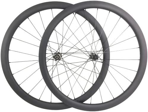 HULKWHEELS Carbon Disc Brake Road Bike Wheelset 700C 45mm Depth 29mm Width Clincher Tubeless Carbon Fiber Cyclocross Gravel Bike Wheel QR 12/15x100/12x142mm Thru Axle (Shima 11 Speed, QR)