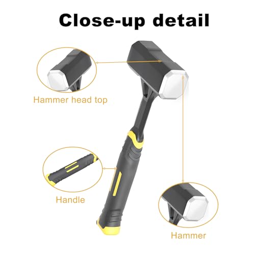 Image of 2lb Sledge Hammer - Heavy Duty Forged Forged One Piece Steel Construction with Fiberglass Handle, Perfect for Demolition, Construction, and Driving Stakes