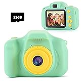 Cámara Digital Niños, 1080P Juguete para Niños Cámara de Fotos, Video Cámara Infantil con Tarjeta TF 32 GB, Regalo de Pascua Niños Niñas de 3-12 Años