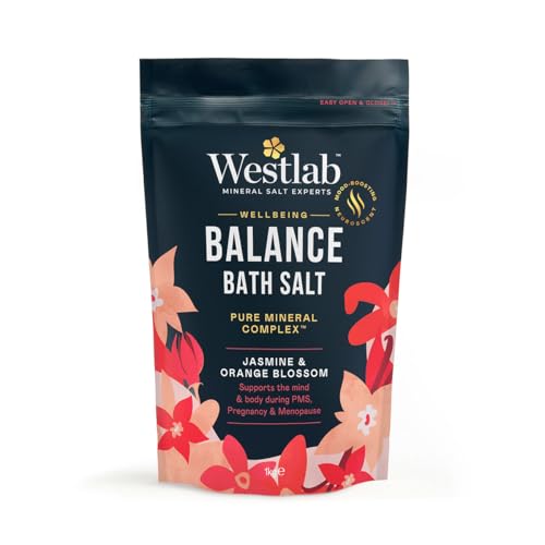 Westlab Magnesium Balance Salts 1kg - for PMS, Pregnancy & Menopause. Scientifically-Proven to Help Mind & Body Reach Harmony. Mood-Boosting Neuroscent. 100% Natural Organic Jasmine & Blossom.