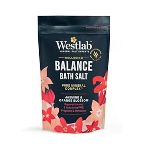 Westlab Magnesium Balance Salts 1kg – for PMS, Pregnancy & Menopause. Scientifically-Proven to Help Mind & Body Reach Harmony. Mood-Boosting Neuroscent. 100% Natural Organic Jasmine & Blossom.