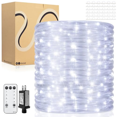 Krislait 118 FT 480 LED Rope Lights for Outside, 0.45IN Dia. Rope Light Plug in Waterproof Outdoor String Lights for Garden, Tree, RV, Patio, Holiday Decoration, Party (Cool White)