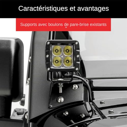 Support de fixation pour barre lumineuse de pare-brise tout-terrain - Lot de 2 charnières moto
