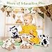 Tezituor 4 Pcs Cow Stuffed Animal Bulk 10'' Cow Plush Toys Soft Cow Plushies Farm Animal Party Decor Christmas Birthday Gifts for Boys Girls