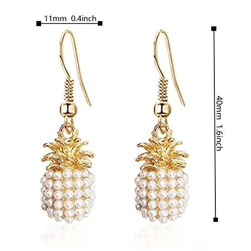 Cute-14k-Gold-Sparkly-Crystal-Pineapple-Dangle-Drop-Earrings-Colorful-Pearl-Pineapple-Hook-Earrings-for-Women-Hawaiian-Vacation-Beach-Party-Dangle-Drop-Fruit-Earring