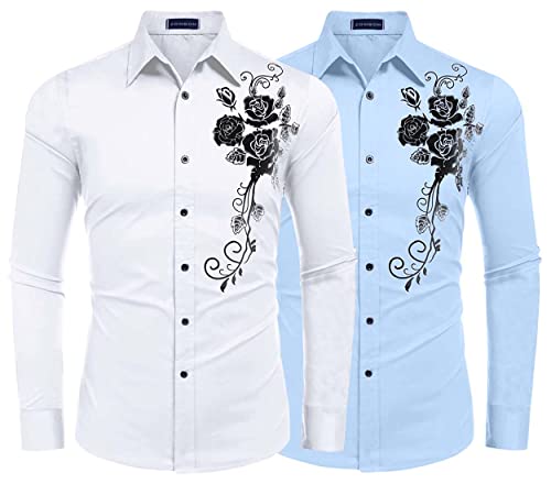 Image of Zombom Men's Regular Fit Cotton Blend Printed Full Sleeve Casual Shirts