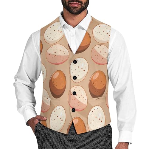 Chicken Eggs Novelty Men's Suit Vest Funny Formal Dress Vests Business Waistcoat