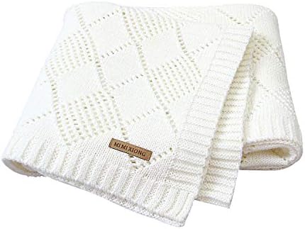 Mimixiong Baby Wave Knitted Blanket - Soft Acrylic Toddler Blanket In Grey