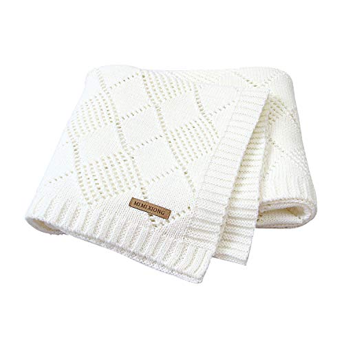 Image of mimixiong Baby Blanket Knitted Cellular Blanket Toddler Blankets for Boy and Girls Size 40x30 Inch Iovry