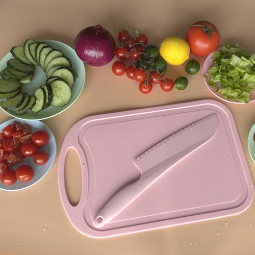 Image of Lettuce Knife to Prevent Browning, 11 inch Plastic Knife for Cutting Veggies, Fruits, Cakes, Brownies, Bread, Dishwasher Safe (1, Pink)