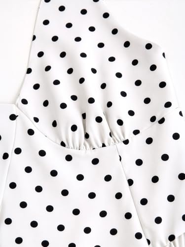 Image of Aahwan Polka Dots Halter Long Dress Backless A Line Flared Vintage Party Club Dresses for Women's & Girl's