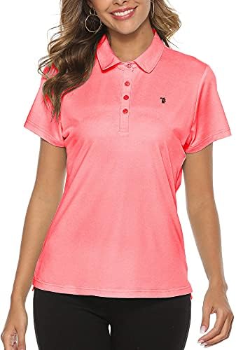 JINSHI Women’s Short Sleeve Polo Shirt Performance Golf Polo Shirt Active Top Tee Shirt