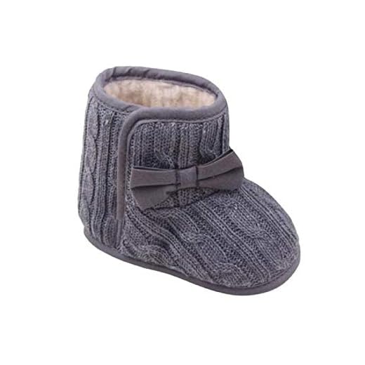 Zapatos Bebe Niña Invierno Fossen Recién Nacido Tejer Botas con Arco Antideslizante Suela Suave Primeros Pasos (0-6 Meses, Gris)