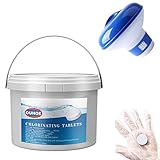 Hlily 300pcs comprimidos de cloro, comprimidos de cloração com dispensador de flutuador de cloro, pastilhas de cloração de longa duração, pastilhas de cloro para piscinas banheiras de hidromassagem