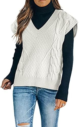 FIYOTE Sweter damski, ciepły sweter z dzianiny, golf w paski, blok kolorów, bluza z dzianiny, rozmiary S-XXL