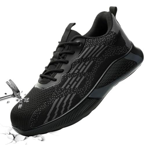 Sicherheitsschuhe Herren Arbeitsschuhe Damen Sneaker Mit Stahlkappe Anti-Piercing Arbeitsturnschuhe Safety Shoes Outdoor Sommer S1 Unisex Grau 43