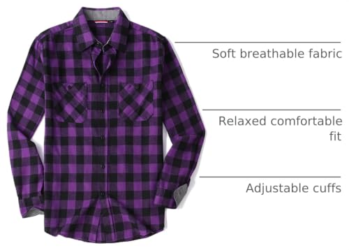 Image of WARHORSEE Flannel Shirt for Men Long Sleeve Button Down Plaid Shirts