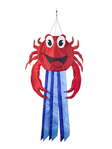 In the Breeze Crab Windtail Outdoor Hanging Windsock Decoration, 38-Inches