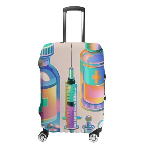 Luggage Covers Anti-Scratch Suitcase Cover Gradient Medical Items Pattern Washable Elastic Suitcase Protector Travel Luggage Protector Covers Carry On Luggages Cover L (26-28 inches)