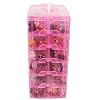 HOME4 60 Adjustable Compartments 6 Layers Stackable Storage Container Organizer Carrying Display Case, Compatible with Surprise Small Toys Lol, Shopkins, Omg barbie (Dolls Not Included) (Pink)