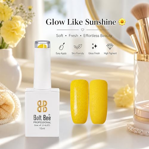 Image of Bolt Bee yellow Color Gel Nail Polish Soak Off UV Gel 15ML DIY at Home Manicure Salon Nail Art