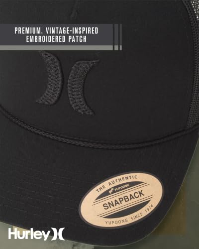 Image of Hurley Men's Trucker Hat - High Icon Snap Back Comfortable Curved Bill with Adjustable Snap Closure - Trucker Hats for Men