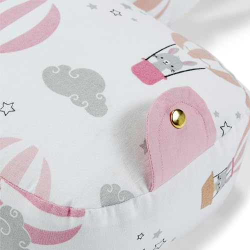 Image of haus & kinder 100% Cotton Poplin Adjustable Pillow Cum Seat for 6 to 9 Months Head Protector for Safety Multi Color Size H 31cm W 21cm Tiny Journeys 1Pc